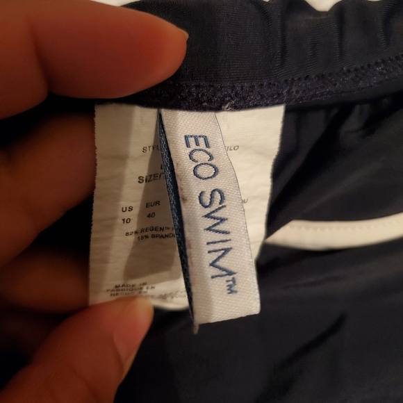 Ecoswim 2 piece navy tropical floral bathing suit sz 10 - Picture 2 of 3